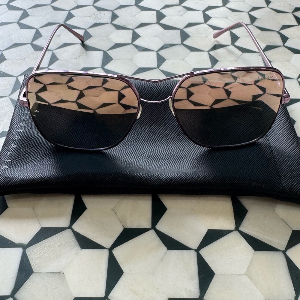 Quay Australia Lavender Purple Lilac Rose Gold Mirrored Aviator Sunglasses - Picture 3 of 8
